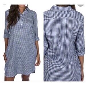 Lauren James Dress Blue White Gingham Women’s  XS Cottage Preppy #1225